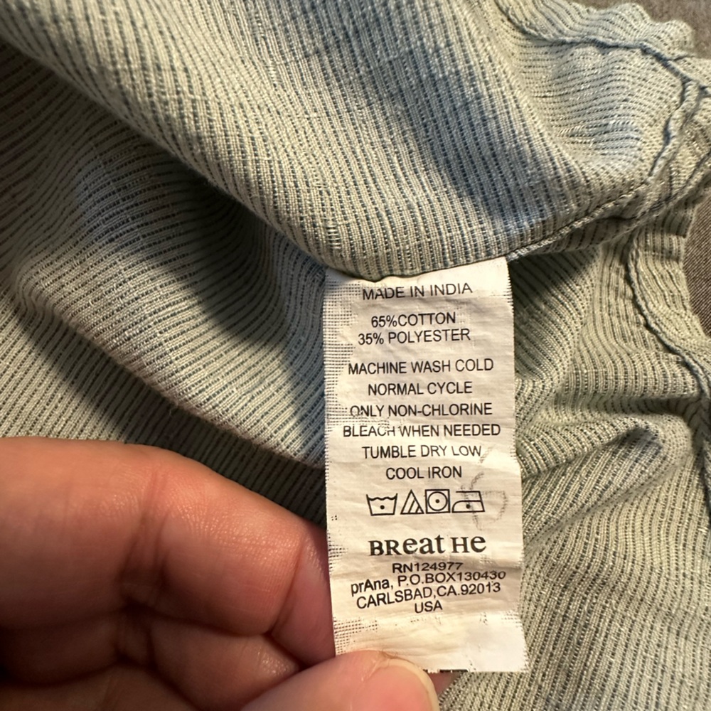 prAna Shirt Men Large Blue ColorBlock Striped Camp Hike Outdoor Short Sleeve - Picture 7 of 7